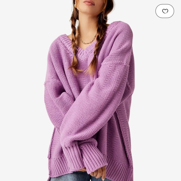 Free People Sweaters - FREE PEOPLE ALLI V NECK CHUNKY SWEATER LARGE IRIS ORCHID